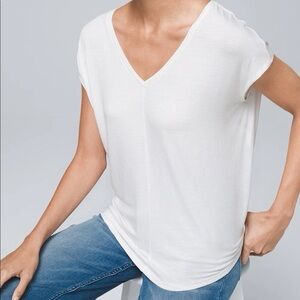 White House Black Market Ivory V-Neck Tee